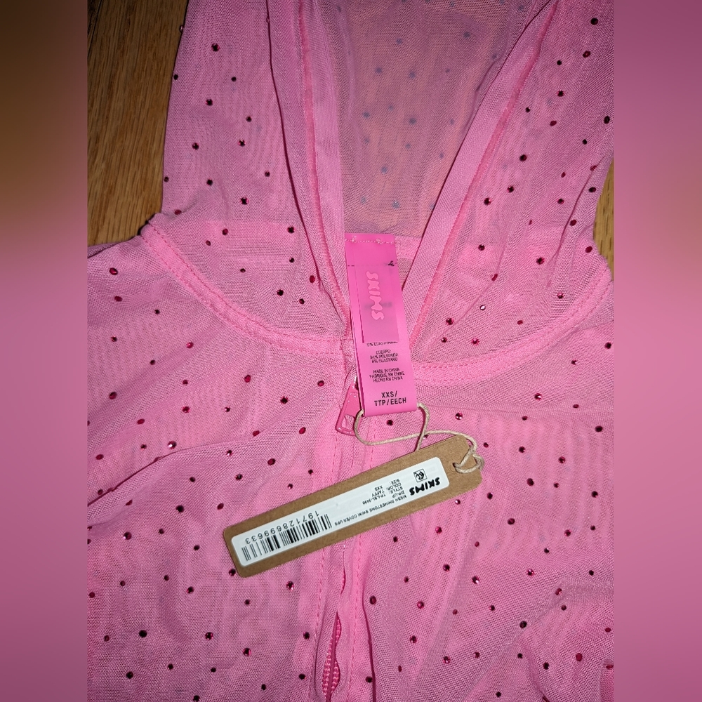 NWT SKIMS MESH RHINESTONE COVER UP 2 PIECE SET IN TAFFY - Picture 3 of 6